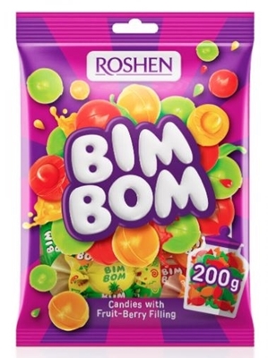 Picture of ROSHEN Caramel Hard Candies "Bim Bom" Berry Filling 200g (box*11)