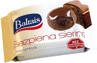 Picture of Baltais - Curd snack with glaze Rum cake with jelly pieces / Kartupelis 38g (box*24)